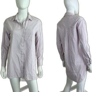 Anthropologie Women's Size XXS Longline Buttondown Striped Tunic Shirt Blouse